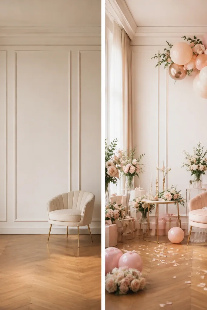 Before and After Bride to Be Decoration Ideas