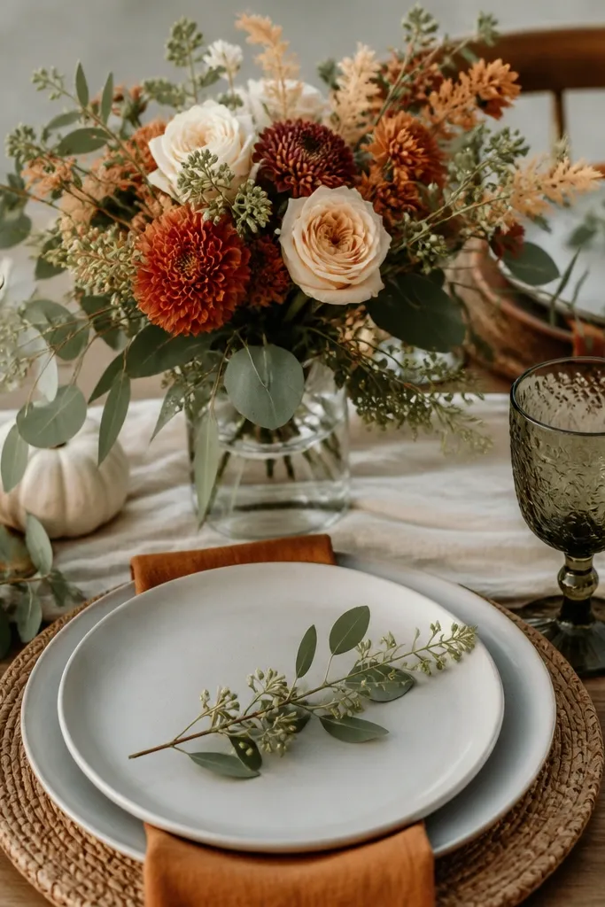 Budget fall wedding table settings that look full
