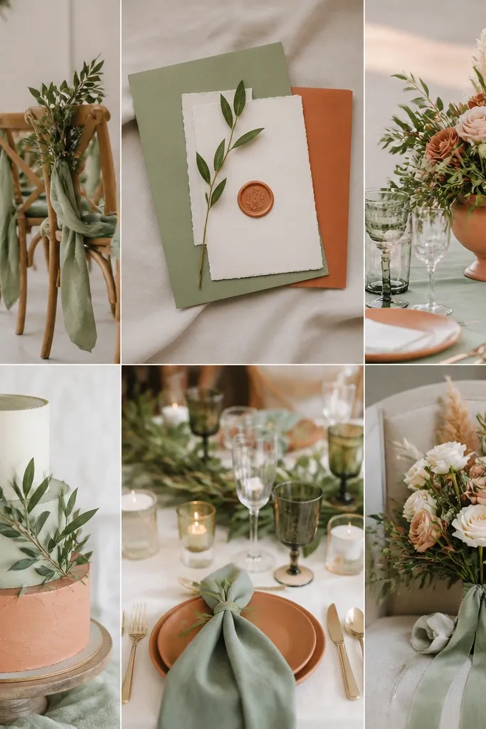 Cheap Sage Green and Terracotta Wedding Ideas