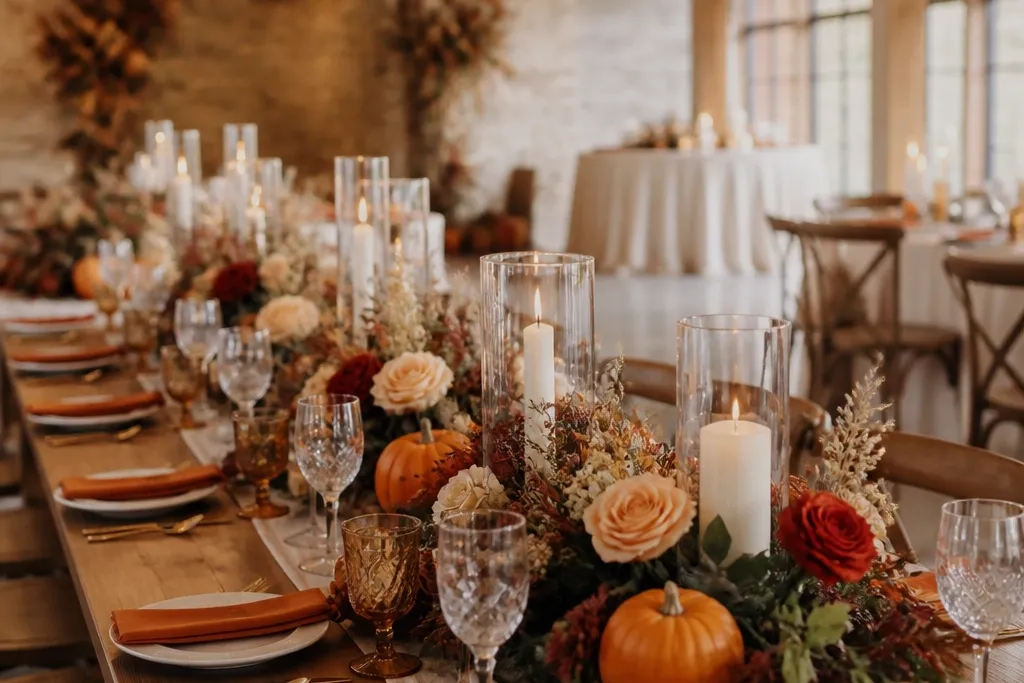 Fall rustic wedding decor cozy warm styling