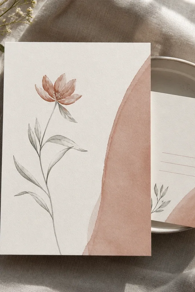 A main save the date card with a matching mini RSVP card tucked behind it; both have coordinated typography and a shared color accent.