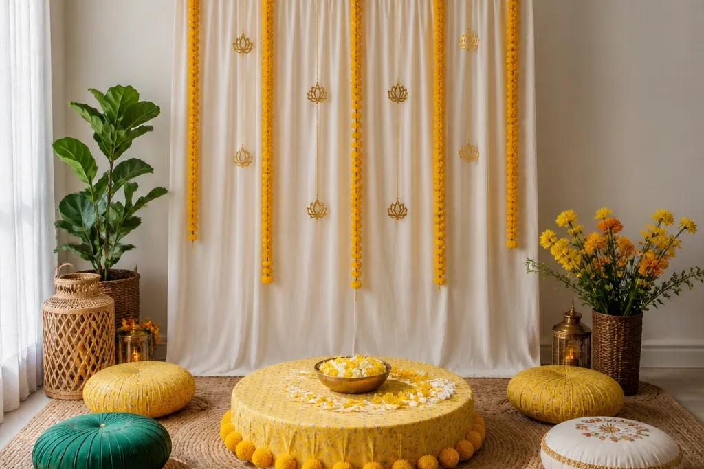 Removable Haldi Function Decor Ideas for Renters