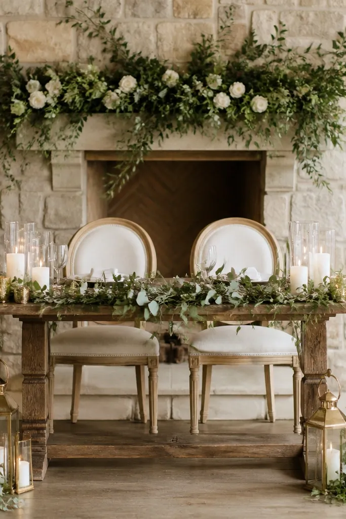 Rustic sweetheart table wedding ideas