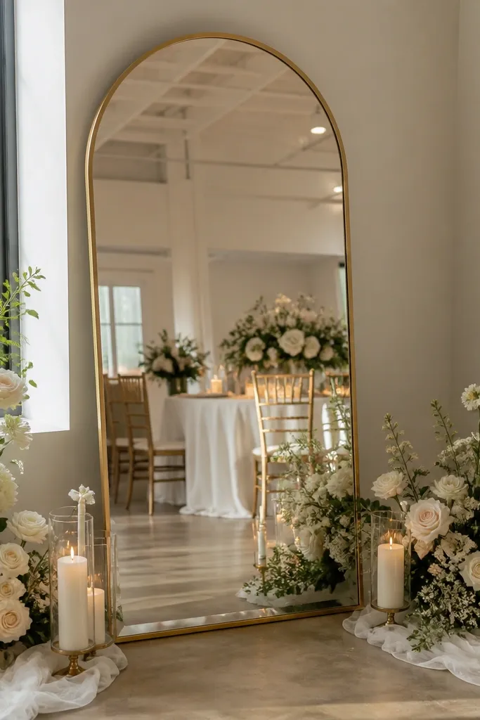 Small space wedding mirror setup for weddings