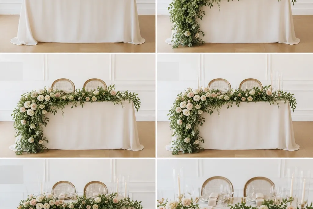 Step by step sweetheart table wedding styling