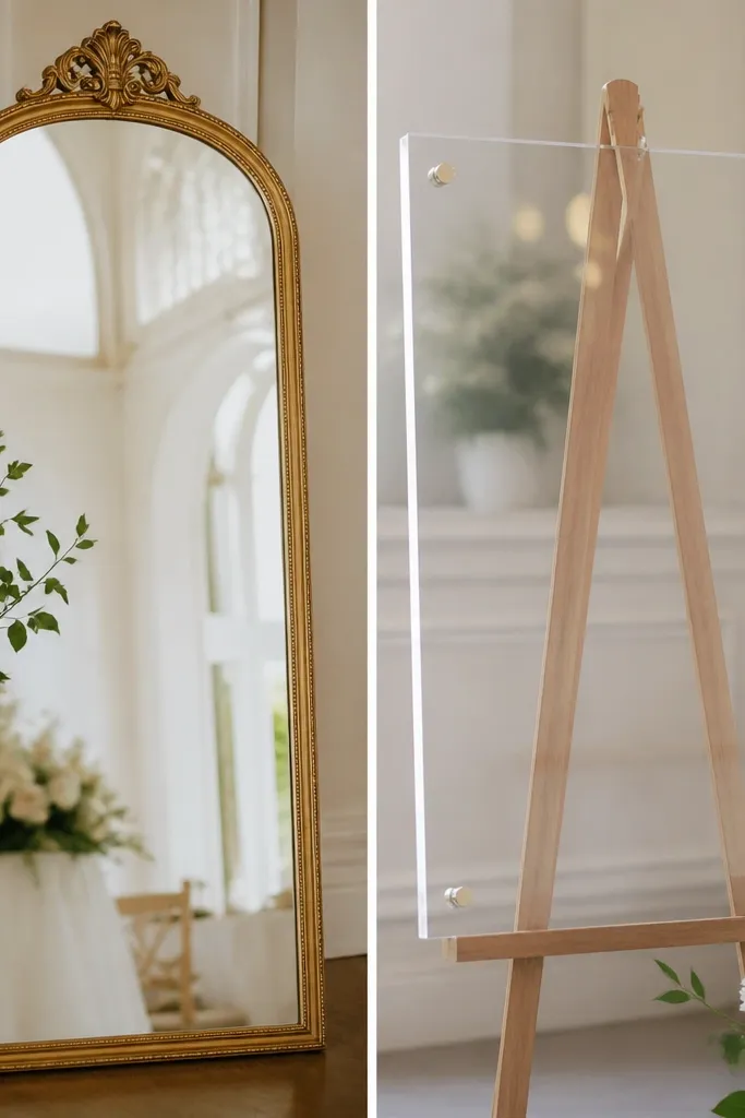 Wedding mirror vs acrylic sign ideas compared