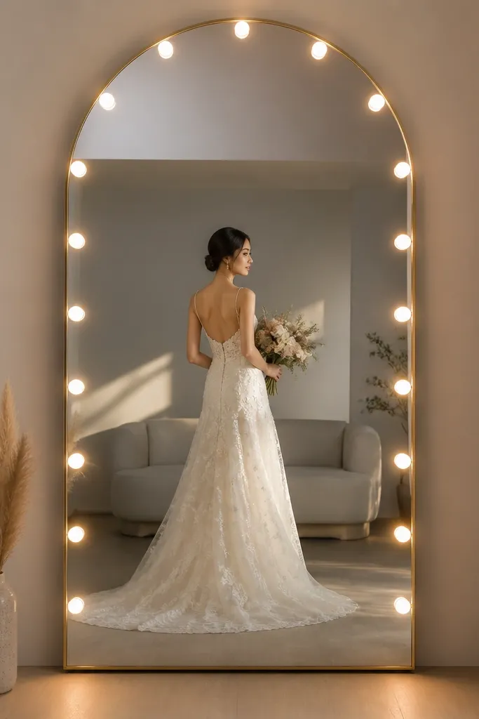 Wedding mirror with lights ideas